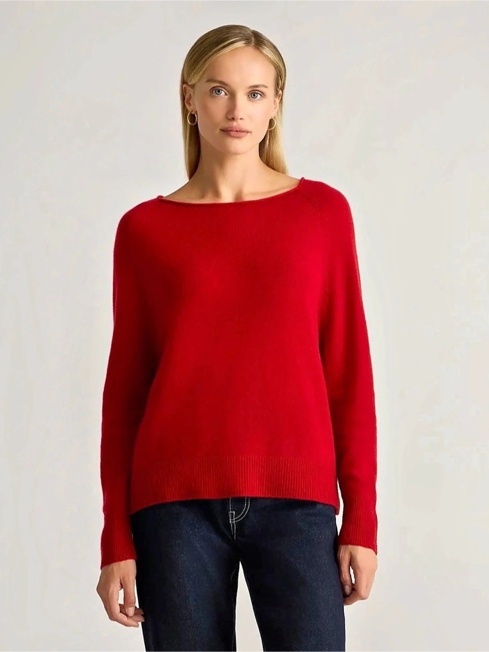 Quince Mongolian Cashmere Boatneck Sweater in Red Size Medium